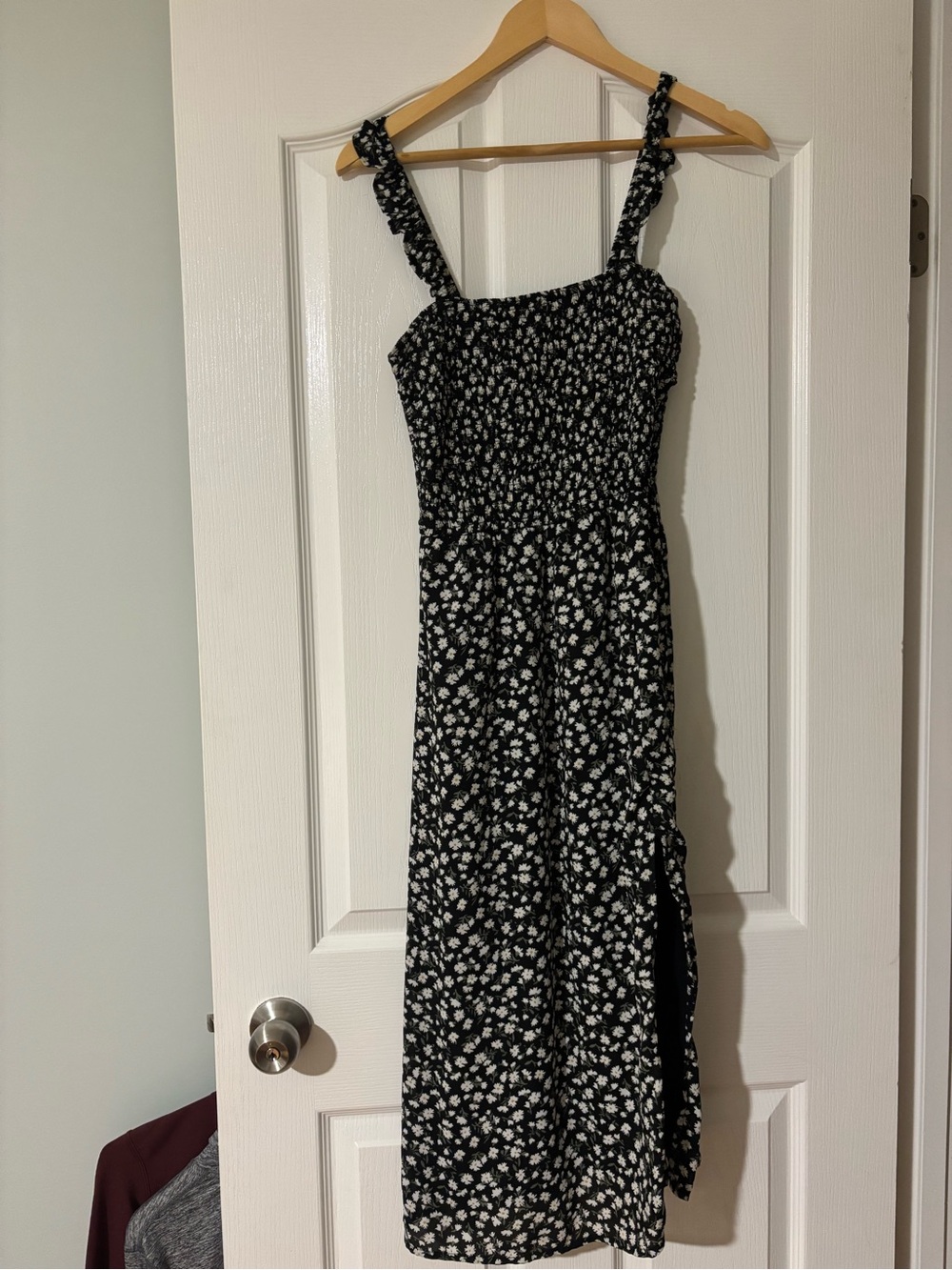 Abercrombie & Fitch Black Floral Maxi Dress with Smocked Bodice